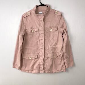 Kensie Jeans Canvas Jacket Button Down Pink‎ Utility Chore Coat Size Medium